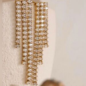 Macys | Elegant Silver Crystal Drop Earrings